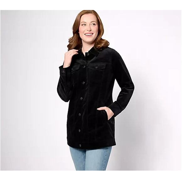 NWT Denim & Co Velveteen Jacket Womens Medium Stretch Capsule Staple Fall Layer - Picture 1 of 9